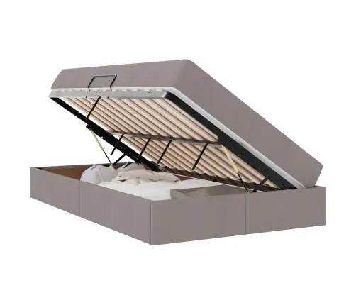 Gulta Ar Uzglabāšanas Vietu Un Matraci Pelēkbrūna 120 X 200 Cm Vidaxl