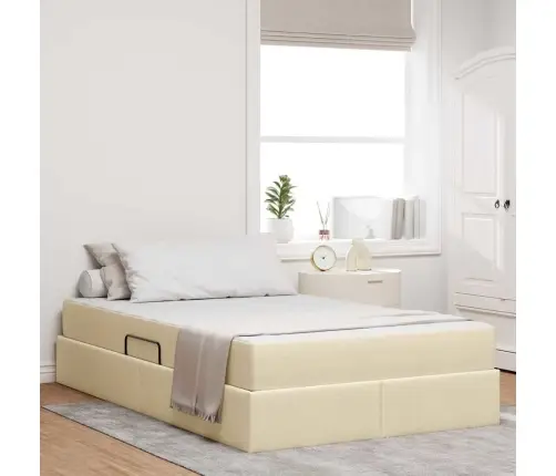 Gulta Ar Uzglabāšanas Vietu Un Matraci Krēmkrāsa 120 X 200 Cm Vidaxl