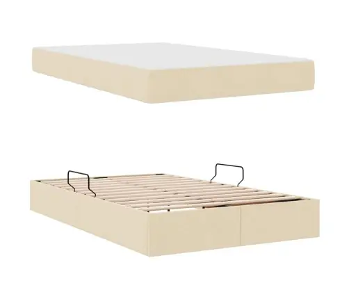 Gulta Ar Uzglabāšanas Vietu Un Matraci Krēmkrāsa 120 X 200 Cm Vidaxl
