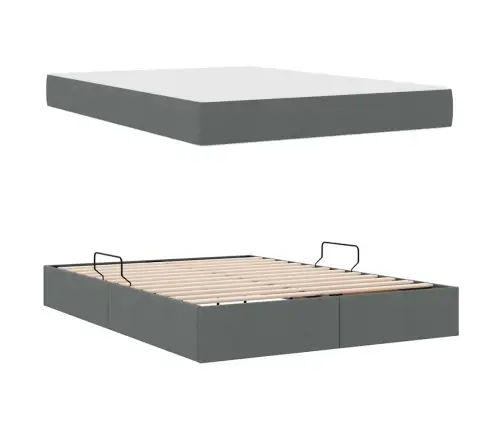 Voodi Hoiukohaga Ja Madratsiga Tumehall 140 X 190 Cm Polüester