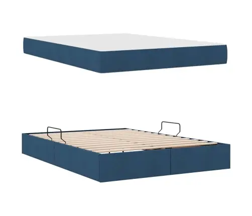 Gulta Ar Uzglabāšanas Vietu Un Matraci Zila 140 X 190 Cm Vidaxl