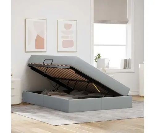 Gulta Ar Uzglabāšanas Vietu Un Matraci Ar Matraci Gaiši Pelēks Vidaxl