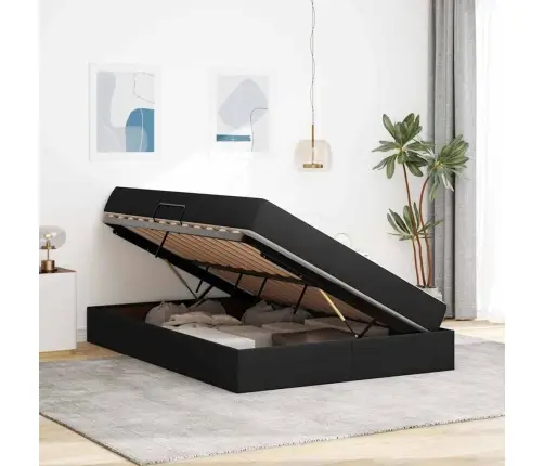 Gulta Ar Uzglabāšanas Vietu Un Matraci Melna 140 X 200 Cm Vidaxl