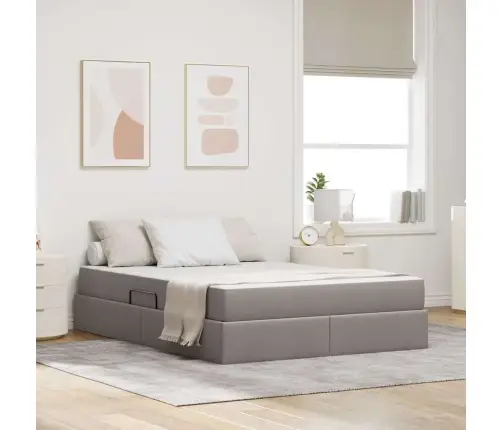 Gulta Ar Uzglabāšanas Vietu Un Matraci Pelēkbrūna 140 X 200 Cm Vidaxl