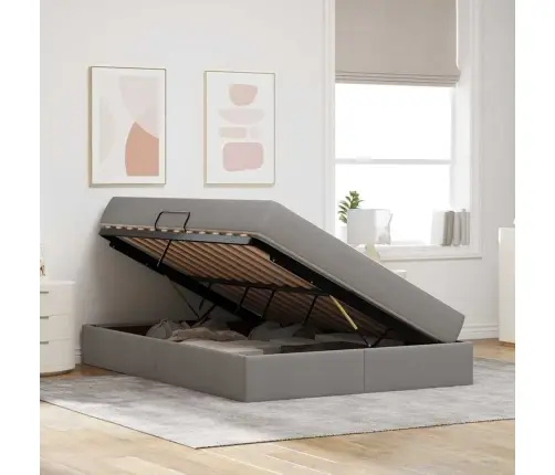 Gulta Ar Uzglabāšanas Vietu Un Matraci Pelēkbrūna 140 X 200 Cm Vidaxl