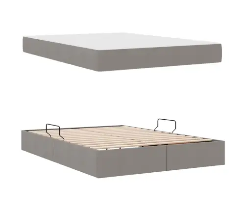 Gulta Ar Uzglabāšanas Vietu Un Matraci Pelēkbrūna 140 X 200 Cm Vidaxl