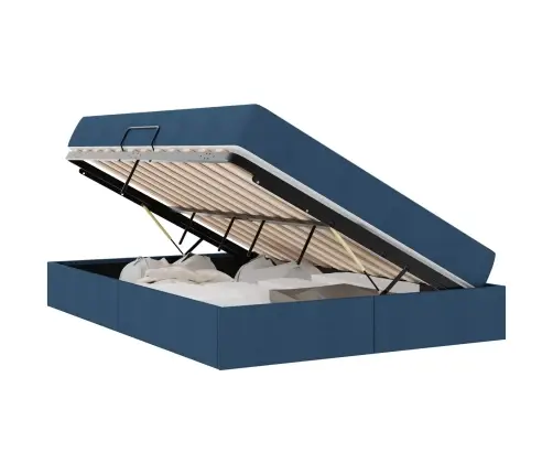 Voodi Hoiukohaga Ja Madratsiga Sinine 140 X 200 Cm Polüester