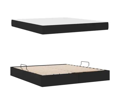 Gulta Ar Uzglabāšanas Vietu Un Matraci Melna 160 X 200 Cm Vidaxl