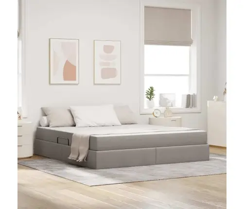 Voodi Hoiukohaga Ja Madratsiga Pruunikashall 160 X 200 Cm