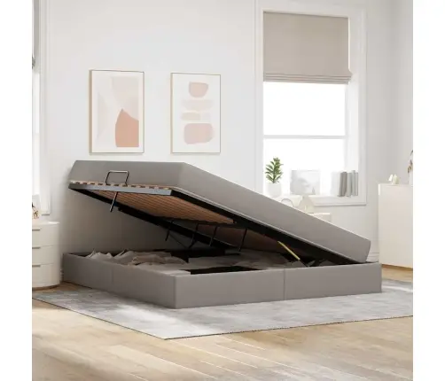 Voodi Hoiukohaga Ja Madratsiga Pruunikashall 160 X 200 Cm