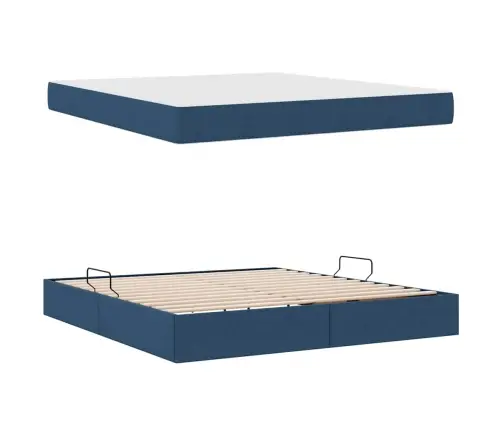 Gulta Ar Uzglabāšanas Vietu Un Matraci Zila 160 X 200 Cm Vidaxl