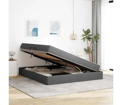 Gulta Ar Uzglabāšanas Vietu Un Matraci Ar Matraci Tumši Pelēks Vidaxl