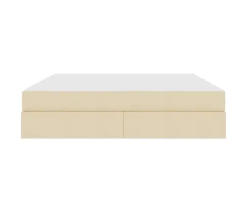 Voodi Hoiukohaga Ja Madratsiga Cream 180 X 200 Cm Polüester