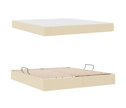 Voodi Hoiukohaga Ja Madratsiga Cream 180 X 200 Cm Polüester