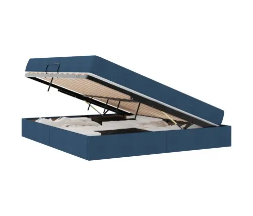 Voodi Hoiukohaga Ja Madratsiga Sinine 180 X 200 Cm Polüester