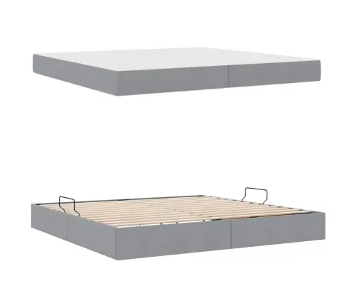 Lova Su Daiktų Laikymo Vieta Ir Čiužiniu Šviesiai Pilka