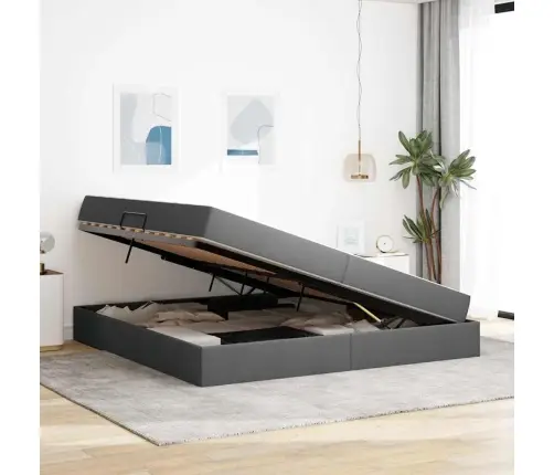 Voodi Hoiukohaga Ja Madratsiga Tumehall 200 X 200 Cm Polüester