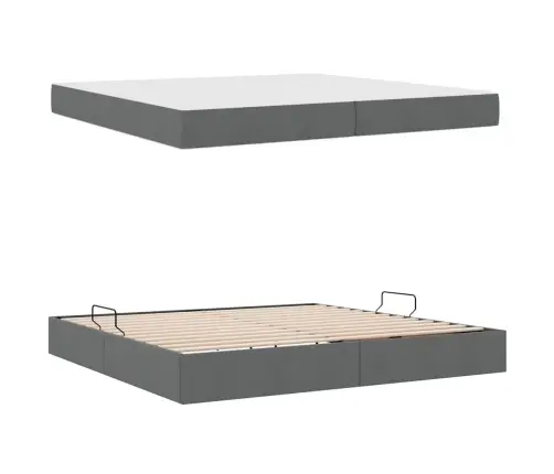 Voodi Hoiukohaga Ja Madratsiga Tumehall 200 X 200 Cm Polüester