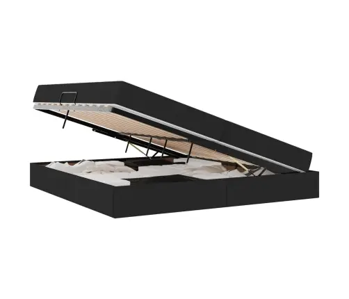 Voodi Hoiukohaga Ja Madratsiga Must 200 X 200 Cm Polüester