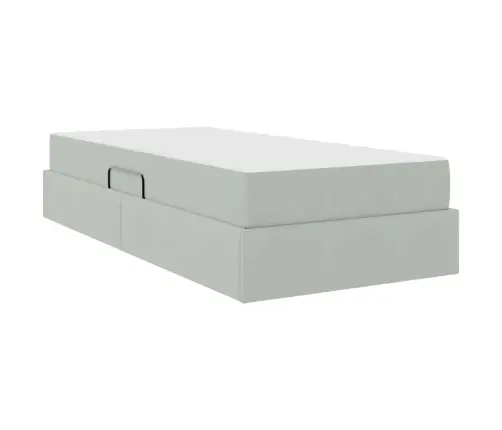 Gulta Ar Uzglabāšanas Vietu Un Matraci Gaiši Pelēks 90 X 190 Cm Vidaxl