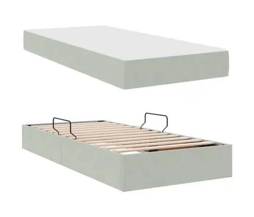 Gulta Ar Uzglabāšanas Vietu Un Matraci Gaiši Pelēks 90 X 190 Cm Vidaxl