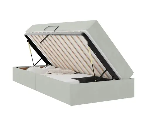 Lova Su Daiktų Laikymo Vieta Ir Čiužiniu Šviesiai Pilka