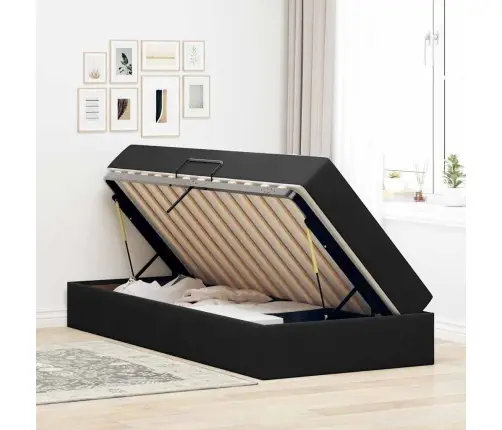 Gulta Ar Uzglabāšanas Vietu Un Matraci Melna 90 X 190 Cm Samts Vidaxl