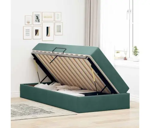 Lova Su Daiktų Laikymo Vieta Ir Čiužiniu Tamsiai Žalia