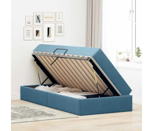 Gulta Ar Uzglabāšanas Vietu Un Matraci Tumši Zils 90 X 190 Cm Vidaxl