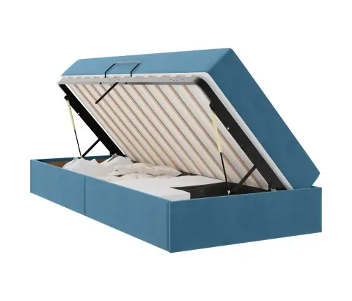 Gulta Ar Uzglabāšanas Vietu Un Matraci Tumši Zils 90 X 190 Cm Vidaxl