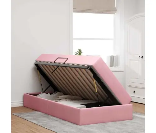 Lova Su Daiktų Laikymo Vieta Ir Čiužiniu Rožinė 90 X 190 Cm