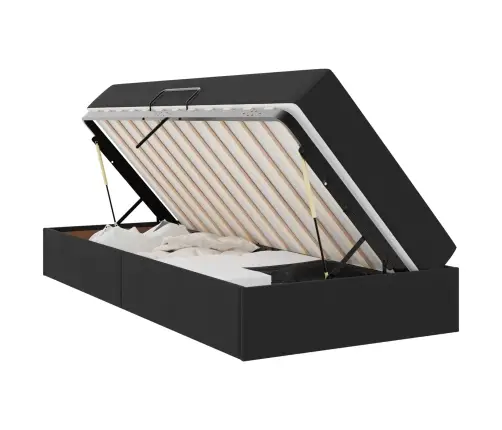 Voodi Hoiukohaga Ja Madratsiga Must 100 X 200 Cm Samet