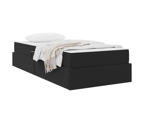 Voodi Hoiukohaga Ja Madratsiga Must 100 X 200 Cm Samet