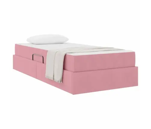 Gulta Ar Uzglabāšanas Vietu Un Matraci Rozā 100 X 200 Cm Samts Vidaxl