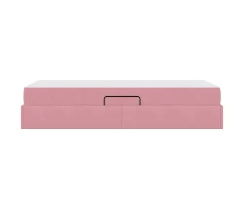 Gulta Ar Uzglabāšanas Vietu Un Matraci Rozā 100 X 200 Cm Samts Vidaxl
