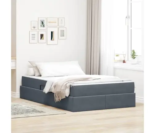 Gulta Ar Uzglabāšanas Vietu Un Matraci Ar Matraci Tumši Pelēks Vidaxl