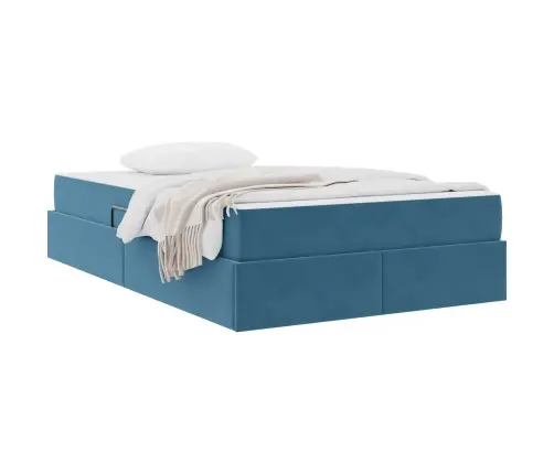 Voodi Hoiukohaga Ja Madratsiga Sinine 120 X 190 Cm Samet