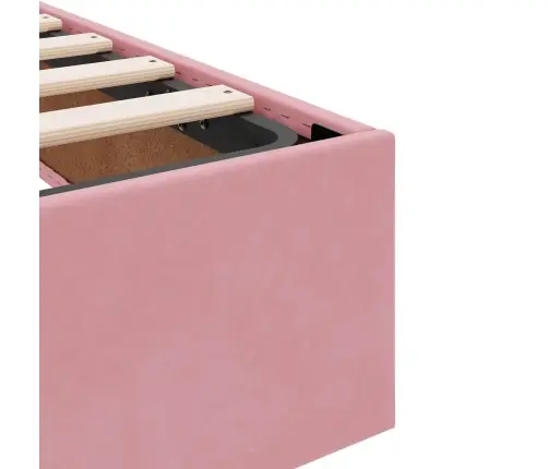 Gulta Ar Uzglabāšanas Vietu Un Matraci Rozā 120 X 190 Cm Samts Vidaxl