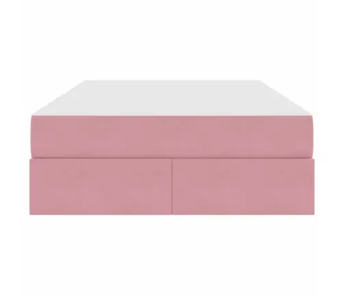 Gulta Ar Uzglabāšanas Vietu Un Matraci Rozā 120 X 190 Cm Samts Vidaxl