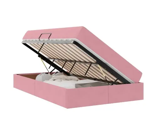Gulta Ar Uzglabāšanas Vietu Un Matraci Rozā 120 X 190 Cm Samts Vidaxl