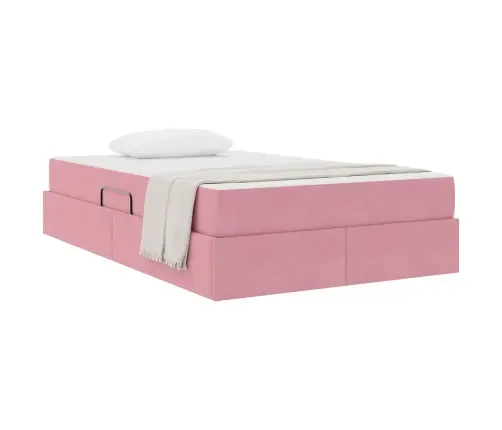 Gulta Ar Uzglabāšanas Vietu Un Matraci Rozā 120 X 190 Cm Samts Vidaxl