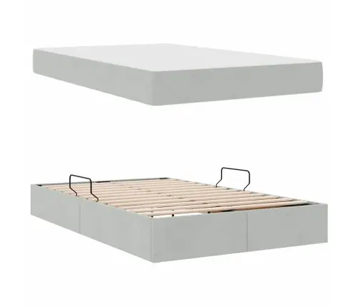 Voodi Hoiukohaga Ja Madratsiga Helehall 120 X 200 Cm Samet