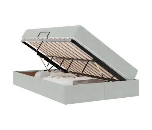 Voodi Hoiukohaga Ja Madratsiga Helehall 120 X 200 Cm Samet