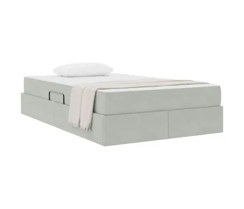 Voodi Hoiukohaga Ja Madratsiga Helehall 120 X 200 Cm Samet