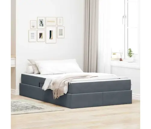 Gulta Ar Uzglabāšanas Vietu Un Matraci Ar Matraci Tumši Pelēks Vidaxl