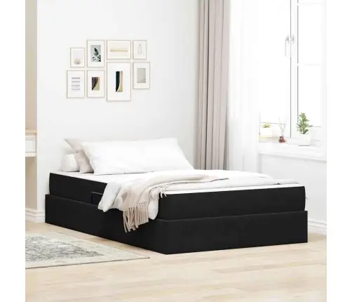 Gulta Ar Uzglabāšanas Vietu Un Matraci Melna 120 X 200 Cm Samts Vidaxl