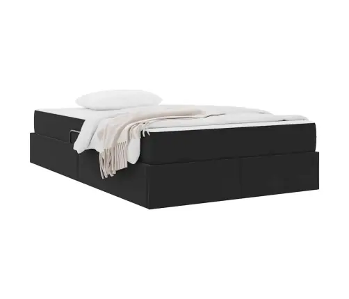 Gulta Ar Uzglabāšanas Vietu Un Matraci Melna 120 X 200 Cm Samts Vidaxl