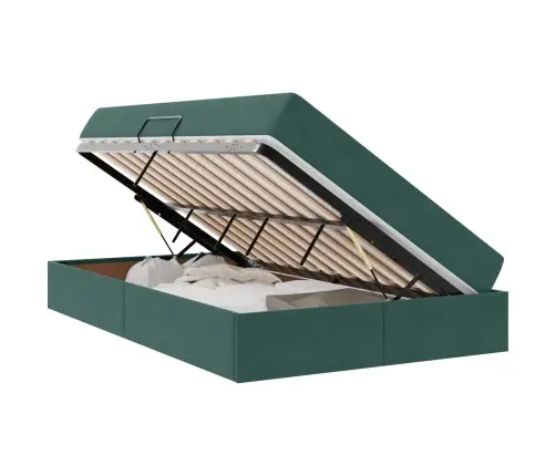Gulta Ar Uzglabāšanas Vietu Un Matraci Tumši Zaļš 120 X 200 Cm Vidaxl