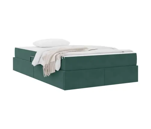 Gulta Ar Uzglabāšanas Vietu Un Matraci Tumši Zaļš 120 X 200 Cm Vidaxl