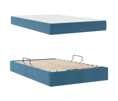 Gulta Ar Uzglabāšanas Vietu Un Matraci Tumši Zils 120 X 200 Cm Vidaxl